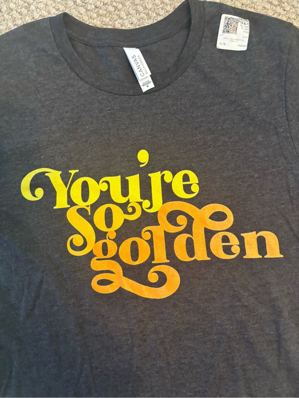 Harry Styles~ You're So Golden Graphic Tee - Dark Gray with Yellow/Orange Text